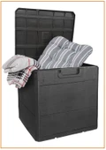 120 Litre Bahçe Depolama Sandığı Balkon Kiler Saklama Dolabı Kapaklı Plastik Sandık 50x45x50cm Antrasit - 1