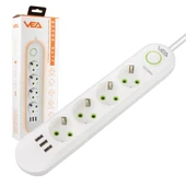 Vea VA-21560 4'lü 3 USB'li 1.5 Metre Akım Korumalı Priz Beyaz - 4