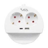 VE- G1102C 2'li USB+ Type-C Girişli Anahtarlı 1.5 Metre Grup Priz - 1