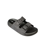 YAZKIŞ Kadın Siyah platin Çift Tokalı parlak Kumaş Terlik thumbnail 3