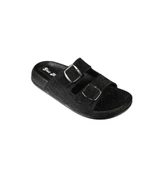 YAZKIŞ Kadın Siyah platin Çift Tokalı parlak Kumaş Terlik thumbnail 1