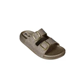 YAZKIŞ Kadın Siyah platin Çift Tokalı parlak Kumaş Terlik thumbnail 11