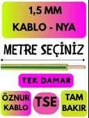 Öznur 1,5 MM NYA Kablo Metre Seçenekli (Sarı-Yeşil) - 1