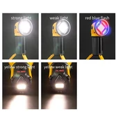 PowerMaster MX-W5164-3 Kırmızı Mavi Çakarlı COB Ledli Şarjlı Kamp El Feneri Işıldak thumbnail 5