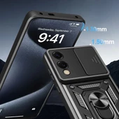Galaxy S25 Edge Kılıf Magnetik Standlı Kamera Korumalı Zore Sürgülü Vega Kapak - 5