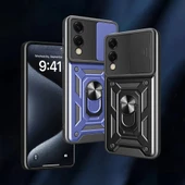 Galaxy S25 Edge Kılıf Magnetik Standlı Kamera Korumalı Zore Sürgülü Vega Kapak - 2