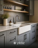 Quarter SERAMİK EVİYE Live Dekorlu Eviye 76 Cm Parlak Beyaz SİFON HEDİYE - 1