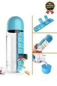 Özel Üretim Pillbox Suluk Organizer %100 BPA İçermez 7 Gün Hap İlaç Saklama Kutulu 600ml Su Matarası - 6