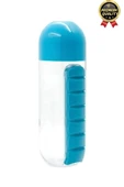 Özel Üretim Pillbox Suluk Organizer %100 BPA İçermez 7 Gün Hap İlaç Saklama Kutulu 600ml Su Matarası - 7