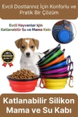 Özel Üretim Portatif Pratik Renkli Silikon Kancalı Katlanabilir Evcil Hayvan Kedi Köpek Mama Su Kabı - 1