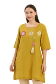 Vual (Tülbent) Sarı Tunik Elbise - 1