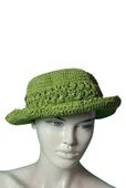 Kağıt İp El Örgüsü,Yazlık Şapka(Yeşil) - 1
