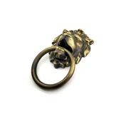 Antika Tarz Dekoratif Pirinç Aslan Kapı Tokmağı, Taktak - 102x130 mm, Antik - 1