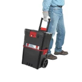 Tekerlekli Takım Çantası Plastik Organizer Bölmeli Kapaklı 2 Katlı İkili Takım Sandığı Monoblok thumbnail 2