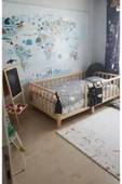 HFT HOME Unisex Montessori Bebek Ve Çocuk Karyolası Doğal Ahşap Yatak NÇY 90X190 - 1