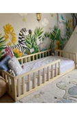 Özgök Tarım Unisex Montessori Bebek Ve Çocuk Karyolası Doğal Ahşap Yatak N.AYAKSIZ 120X200 - 1