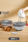 İronika Katlanır Akordiyon Sıçramayı Önleyici Kapaklı Mikser Karıştırma Kabı 3250 ml - 1