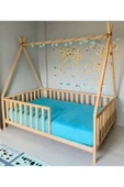 HFT HOME Özgök Tarım Montessori Bebek Ve Çocuk Karyolası Unisex Doğal Ahşap Yatak 80x180 - 1