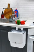 İronika 15 Lt Çift Yöne Açılabilen Kapaklı Dolap Askılı ve Tezgah Üstü Mutfak Banyo Lavabo Çöp Kovası -Beyaz - 4