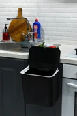 İronika 15 Lt Çift Yöne Açılabilen Kapaklı Dolap Askılı ve Tezgah Üstü Mutfak Banyo Lavabo Çöp Kovası -Siyah - 3