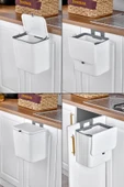 İronika 15 Lt Çift Yöne Açılabilen Kapaklı Dolap Askılı ve Tezgah Üstü Mutfak Banyo Lavabo Çöp Kovası -Latte - 2