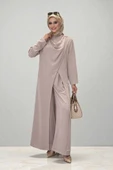 Tek Omuz Gold Toka Detaylı Tunik Pantolon Takım 8698 Vizon thumbnail 1