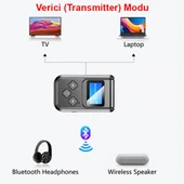 Bluetooth 5.0 2in1 Alıcı verici Düşük Gecikmeli lcd ekranlı BT kit thumbnail 3