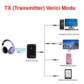 2 in 1 Bluetooth 5.0 verici alıcı kablosuz ses adaptörü aux girişli - 4