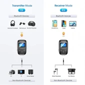 Bluetooth 5.0 Verici ve Alıcı Ekranlı  Kablosuz Ses Aktarım Adaptörü thumbnail 3