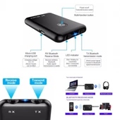 2 in 1 Bluetooth 5.0 verici alıcı kablosuz ses adaptörü aux girişli - 5