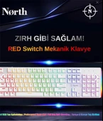 North Shield White Red Switch Türkçe Q RGB Beyaz Mekanik Gaming Klavye thumbnail 2