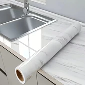 Mermer Desenli Mutfak Duvar Kağıdı Sticker - 5m X 60cm: Su Ve Yağa Dayanıklı, Yüksek Sıcaklık Esnekliğine Sahip Tezgah, Dolap, Ocak Yenileme Folyosu T10 thumbnail 3