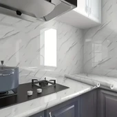 Mermer Desenli Mutfak Duvar Kağıdı Sticker - 5m X 60cm: Su Ve Yağa Dayanıklı, Yüksek Sıcaklık Esnekliğine Sahip Tezgah, Dolap, Ocak Yenileme Folyosu T10 thumbnail 1