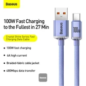 Baseus CAJY000405 1.2mt Crystal Cable USB-A to Type-C Fast Charge Data Cable 100W 5A1.2M-Purple thumbnail 2