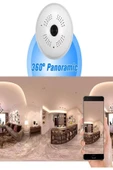 ULTRATEKNO Gerçek 1080P FHD Ampul Kamera Balık Gözü Lens 360° Panoramik Ev Güvenlik Kamerası + 32GB Hafıza Kart - 5