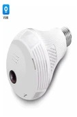 ULTRATEKNO Gerçek 1080P FHD Ampul Kamera Balık Gözü Lens 360° Panoramik Ev Güvenlik Kamerası + 32GB Hafıza Kart - 8