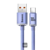 Baseus CAJY000405 1.2mt Crystal Cable USB-A to Type-C Fast Charge Data Cable 100W 5A1.2M-Purple thumbnail 1