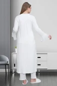 Mecit 1517 Bayan Hamile Lohusa Ekru Sabahlıklı Pijama Takımı thumbnail 4