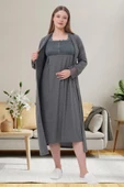 Mecit 6007 Bayan Hamile Lohusa Füme Sabahlık Gecelik Takımı thumbnail 2
