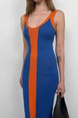 Çift Renk Yırtmaç Detay Elbise thumbnail 4