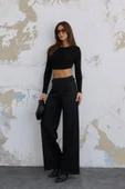 220 Gr Ni̇kol Yüksek Bel Arka Apolet Kemer Detayli Palazzo Pantolon thumbnail 1