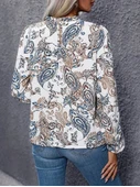 Kadın Uzun Kollu Yarı Balıkçı Yaka Desenli Süprem Bluz thumbnail 4