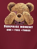 Kadın Uzun Kollu Bisiklet Yaka Ayıcık Desenli Viskon Iki Iplik Bluz thumbnail 3