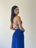 Kaitlyn Sırt Dekolteli V Yaka Yırtmaçlı Elbise thumbnail 3