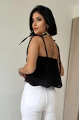 Siyah Bağcıklı Brode Bluz thumbnail 4