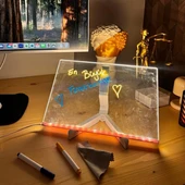 Sunup SN-27126 Dekoratif LED Aydınlatmalı Şeffaf Işıltılı Yazı - Çizim Panosu Tableti - 7 Renk Kalemli Set - 3