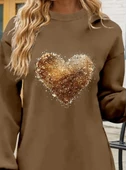 Kadın Uzun Kollu Bisiklet Yaka Kalp Desenli Viskon Iki Iplik Bluz thumbnail 2