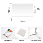 Sunup SN-27126 Dekoratif LED Aydınlatmalı Şeffaf Işıltılı Yazı - Çizim Panosu Tableti - 7 Renk Kalemli Set - 5