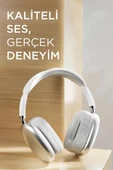 Torima P9 Pro Max Beyaz Kablosuz 5.0 Mikrofonlu Sd Kart Girişli Aux Kablolu Bluetooth Kulaklık - 2