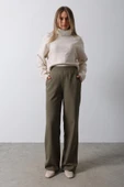 Beli Yarım Lastikli Palazzo Pantolon - Haki thumbnail 2